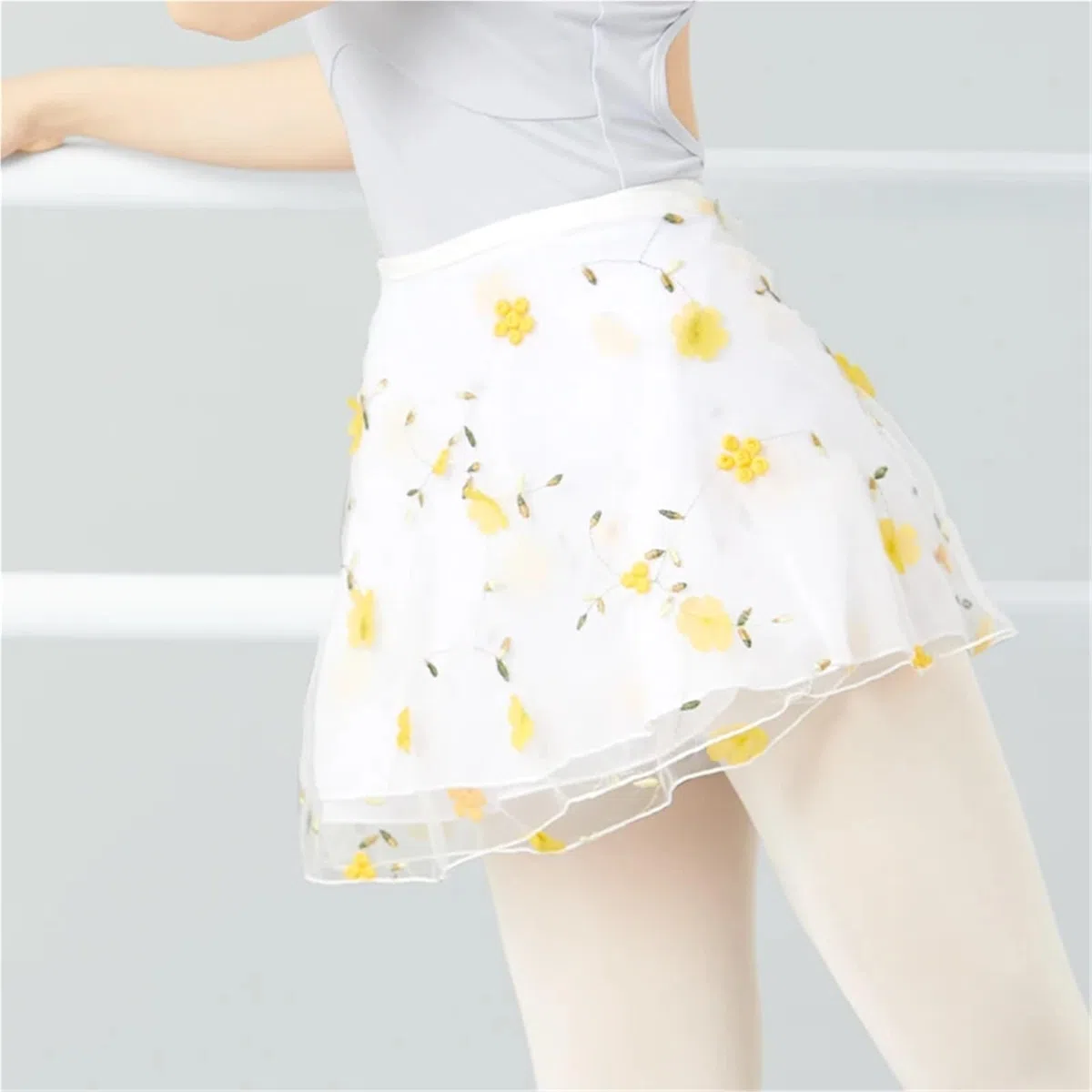 Jupes de danse ballet for femmes, jupes courtes brodées fleurs, jupe à lacets, performance for grandes filles adultes Pour Femmes