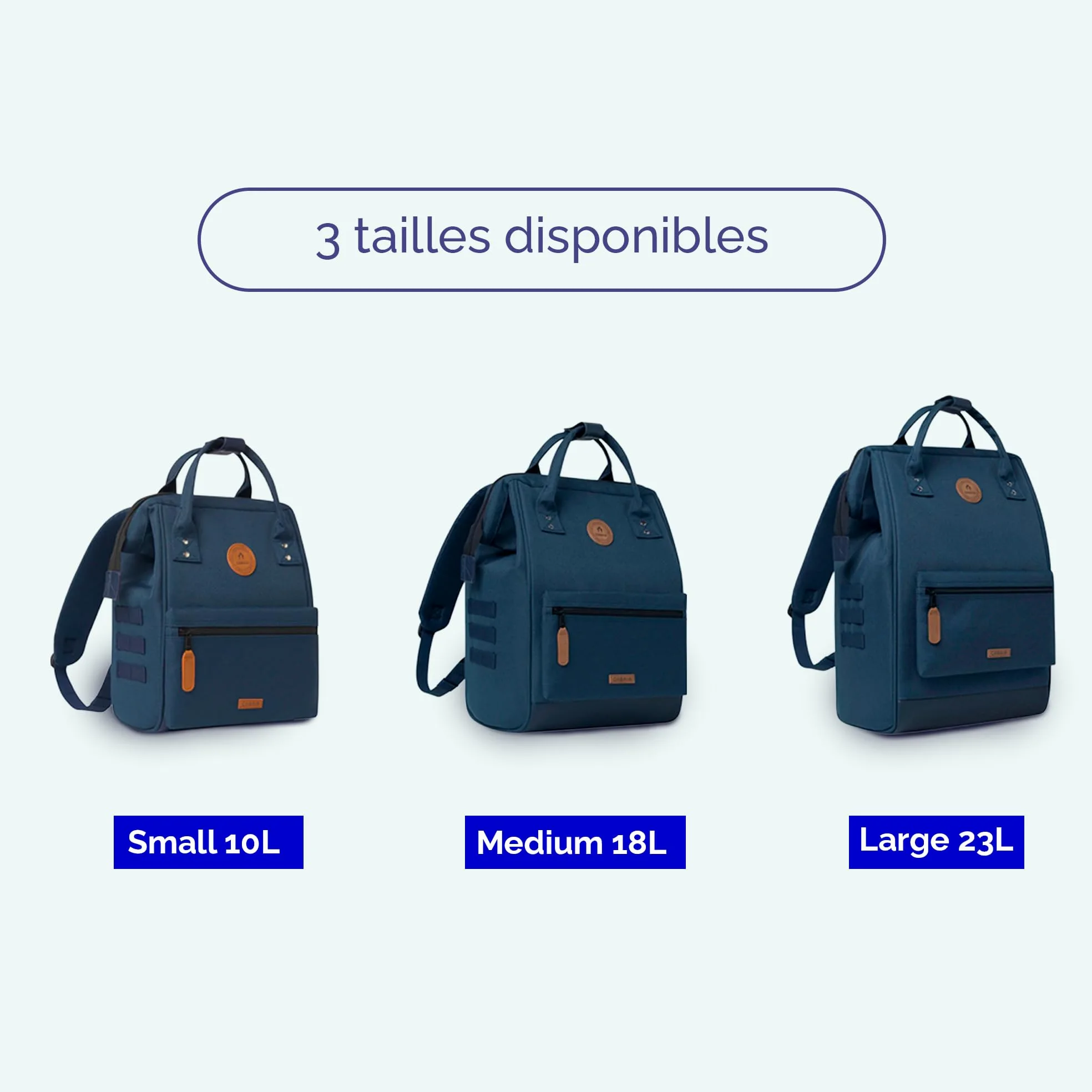 CABAIA Sac à Dos Adventurer Londres 18L - Ordinateur 13" - Déperlant | Bagage cabine · Ouverture grand angle · Système MOLLE pochettes interchangeables · Certifié Vegan · Conçu pour durer