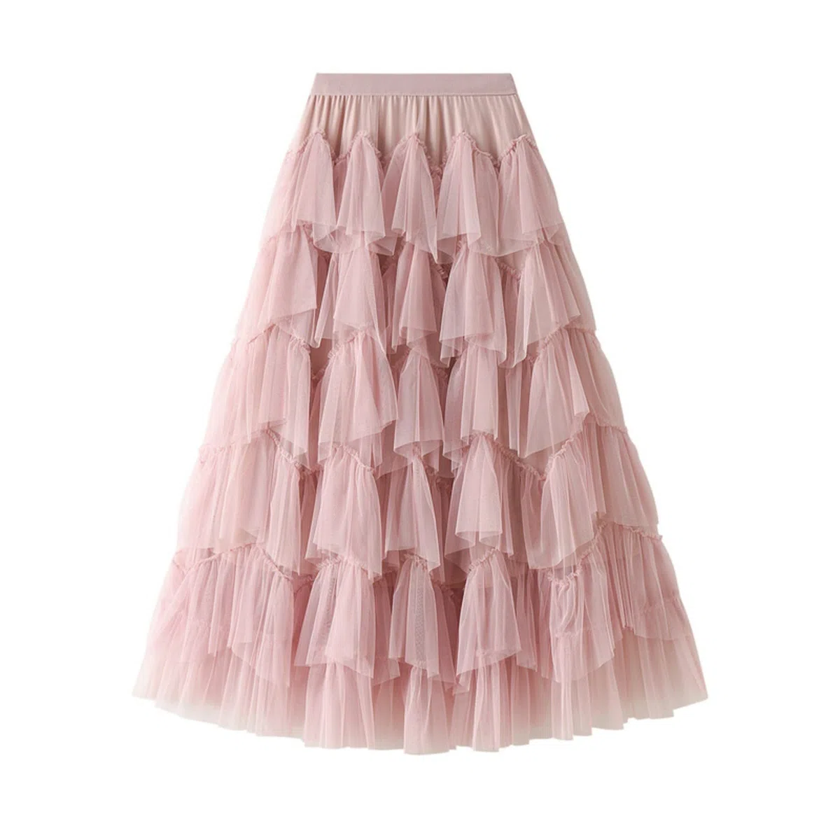 Cocila Jupes De Sapin NoëL Une Ligne PlisséE Longue à Volants Mollet Longueur en Mousseline Soie Taille Haute Bulle Tutu Rose Adulte Tutu Blanc Jupes Tulle Noir Black Skirt Rouge Fille Rose Femmes