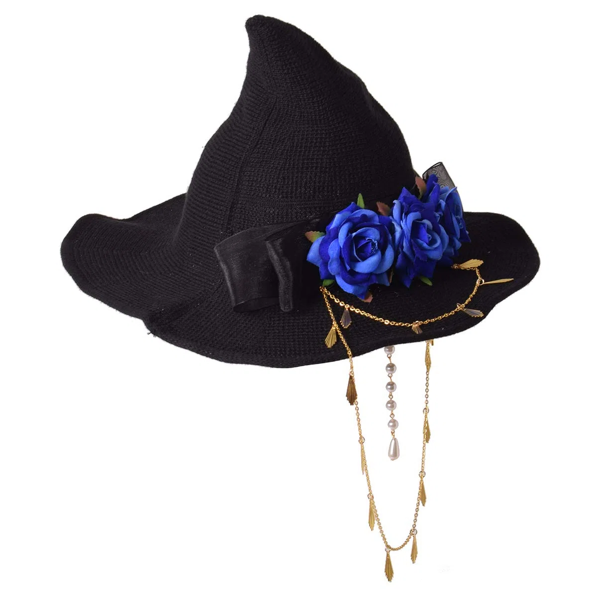 GRACEART Chapeau de sorcière en feutre avec engrenages en tricot pour femme - Chapeau de sorcière d'Halloween - Chapeau Mardi Gras
