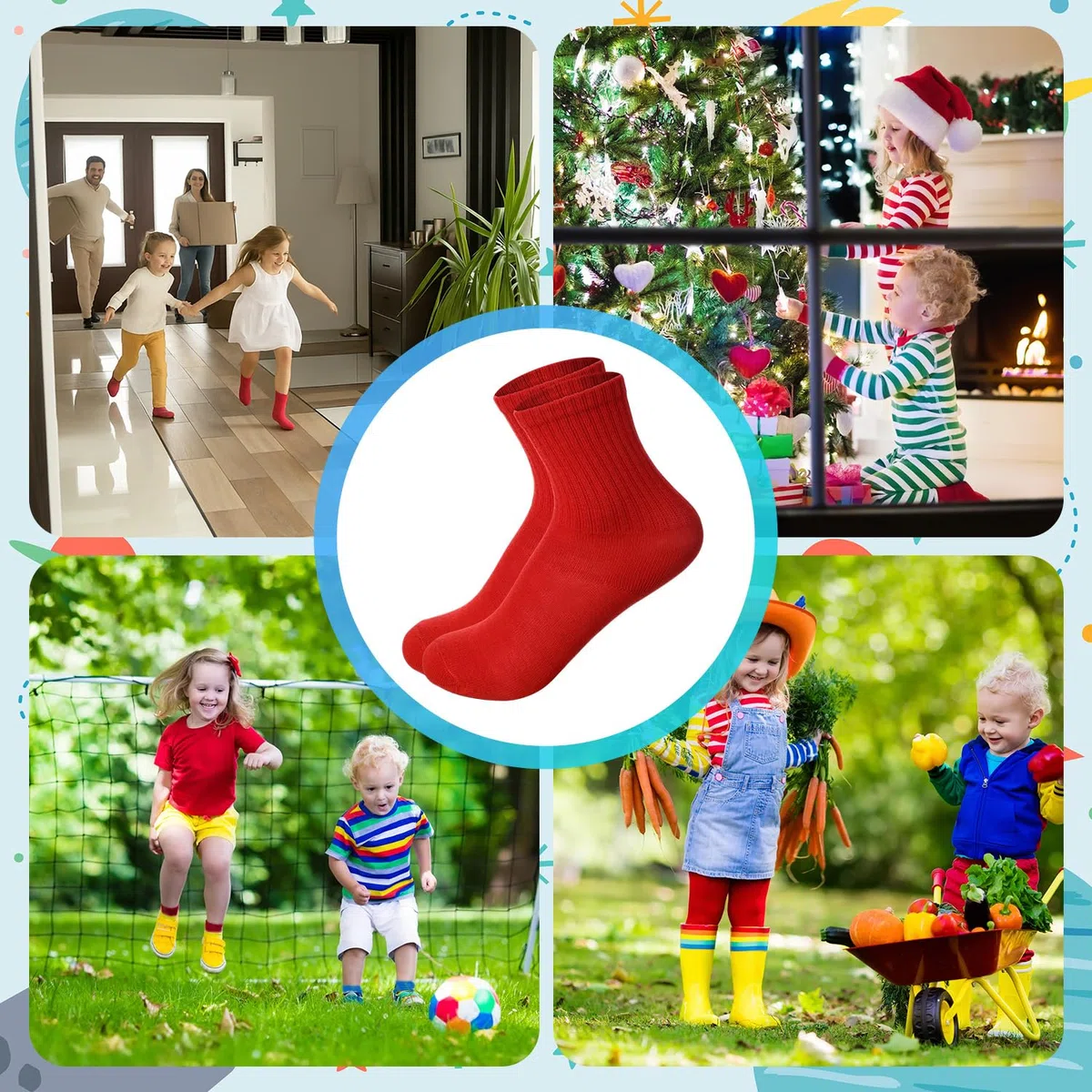 Coume Lot de 50 paires de chaussettes longues colorées pour filles de 6 à 8 ans - Cadeau d'anniversaire, de Noël et d'hiver