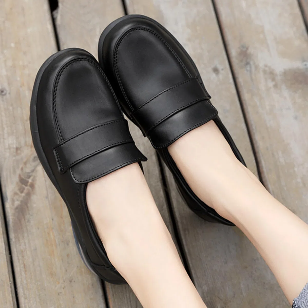Women's Comfortable Working Nurse Shoes, Plus Size Slip-on Casual, Breathable Leather, Slip Resistant, Waterproof Walking, Orthotic Shoes