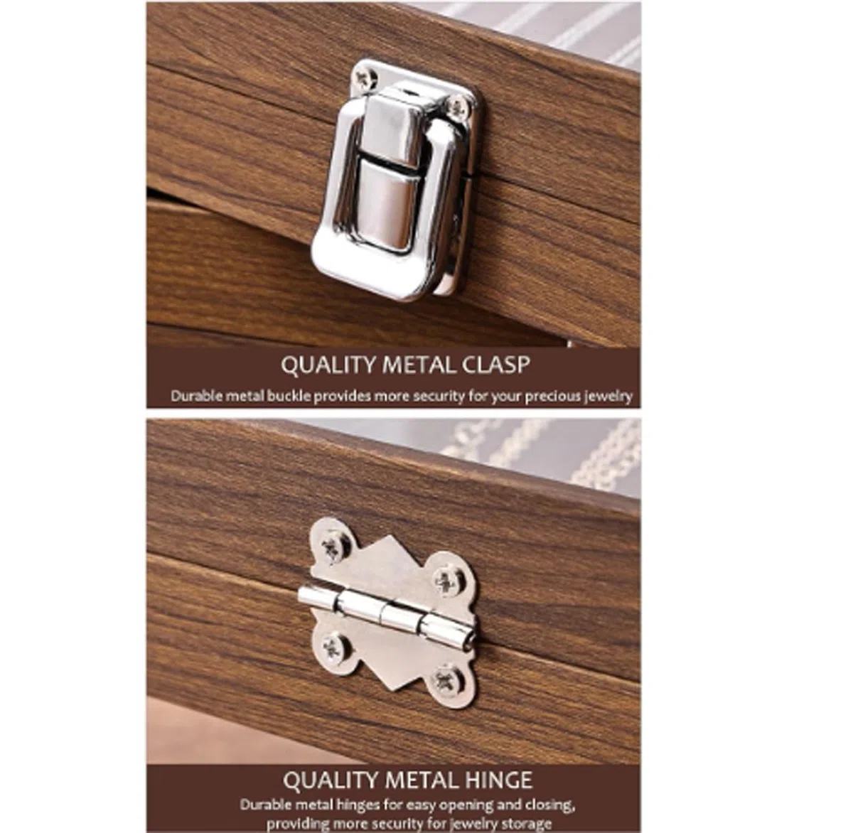 BoîTe à Bijoux en Bois, SéParateurs Amovibles, Coffret de Rangement pour Bijoux Empilable Doublé de Velours pour Femme(1Layer R)